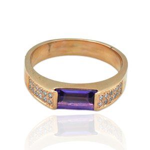 Superoro 18K Rose Gold Diamond Amethyst Ring